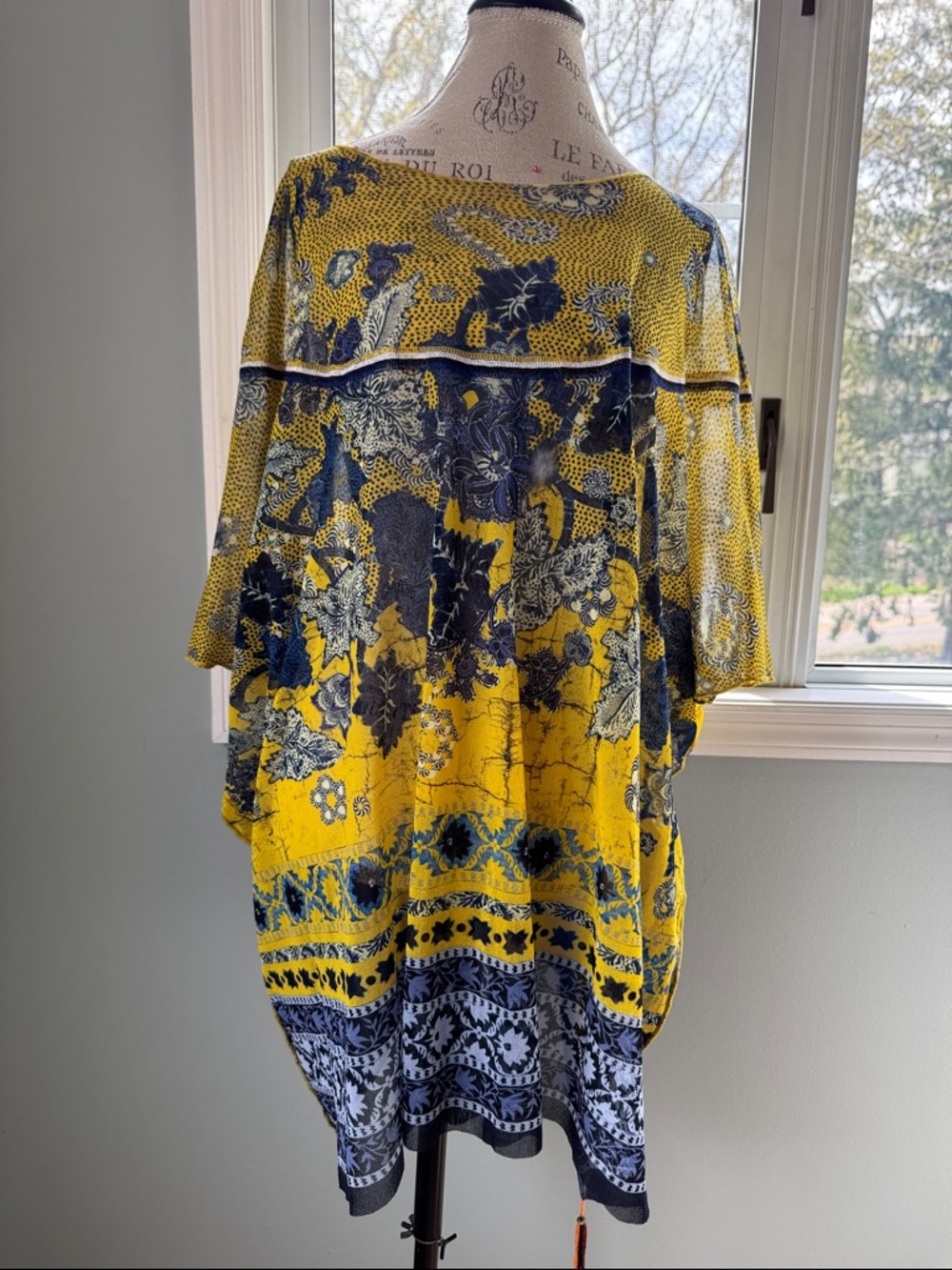 Fuzzi mesh blue & gold mesh OS tunic‎ mini dress swim coverup